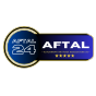 AFTAL 24 Membership Accreditation badge featuring a circular emblem with 'AFTAL 24' in bold letters, surrounded by a blue and gold gradient border.